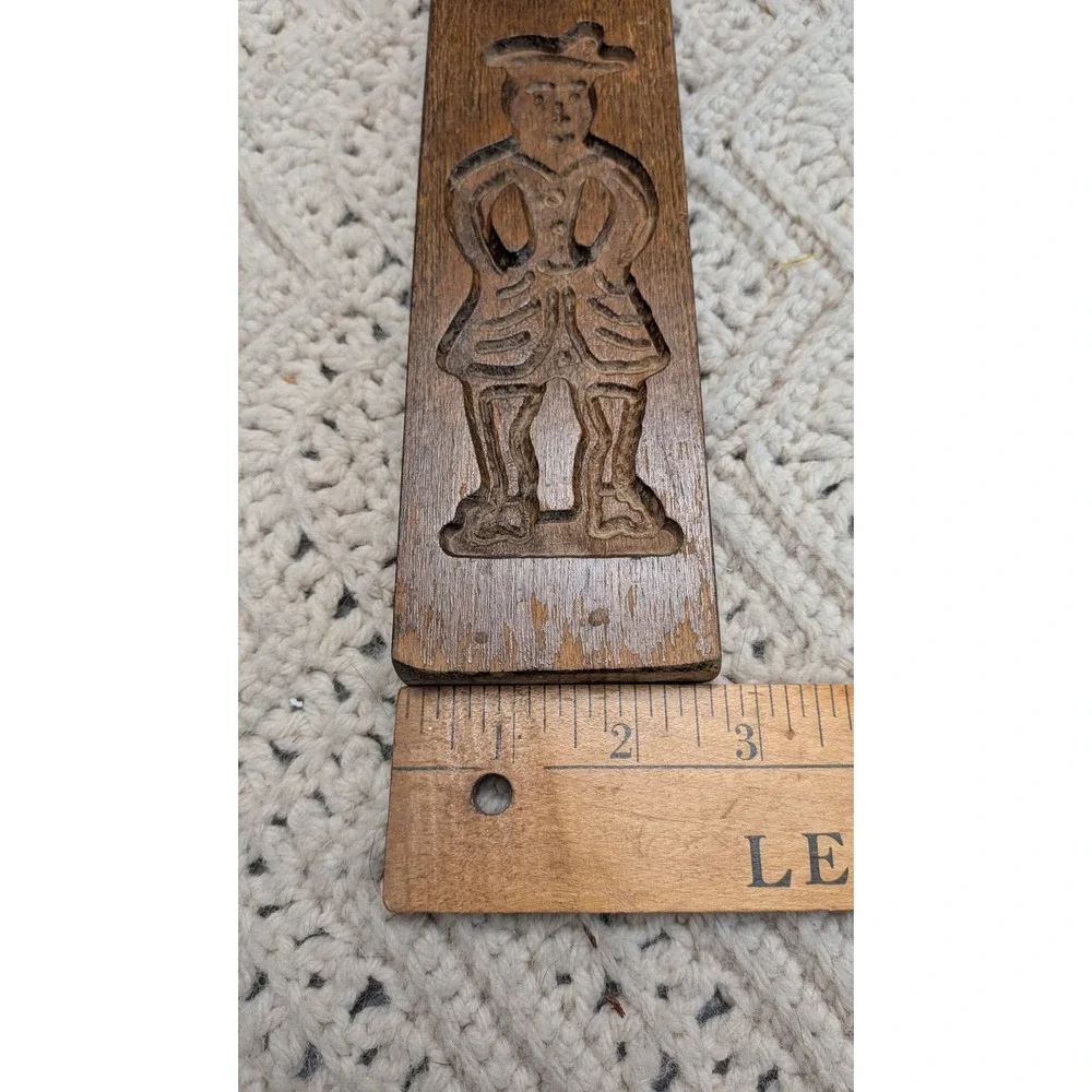 Vintage Wooden Speculaas Cookie Mold Hand Carved Folk Art Man Woman 13.5 Inch
